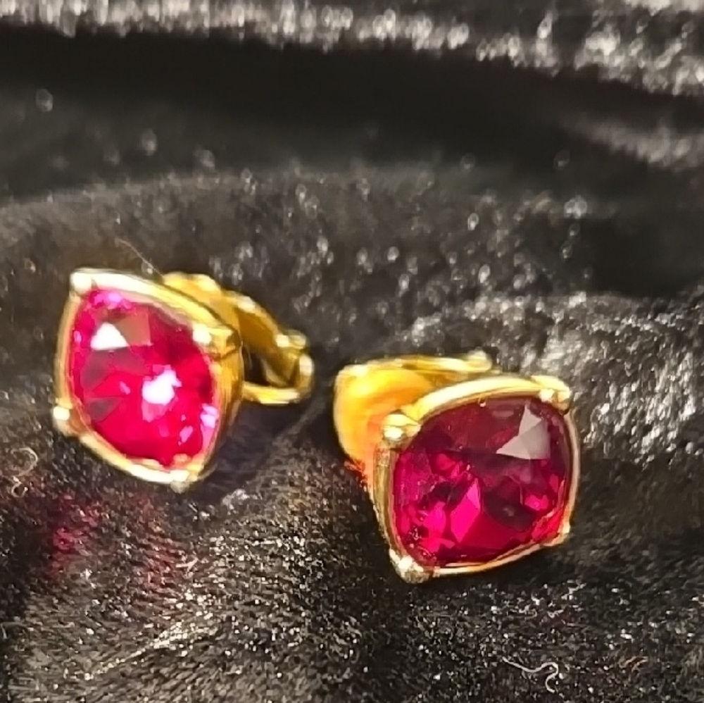 Gold and Red Vintage Swarovski Clip Ons